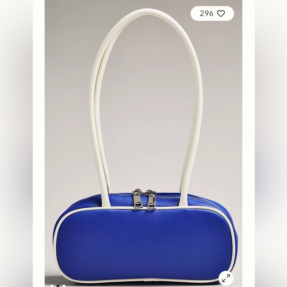 Anthropologie Melie Bianco Two Tone Shoulder Bag Blue White - Picture 3 of 6